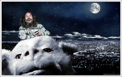 dude_riding_falcor__lebowski___neverending_story__by_rabittooth-d5s0b1c