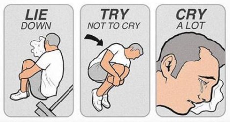 This is some cartoon guy demonstrating what would have happened to me. That's milk on the floor. Obviously. 